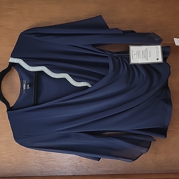 MSK formal rhinestone ruched top med. NWT. Figure flattering. - Picture 2 of 13